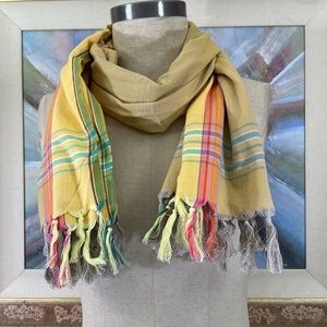 🌹No Tag Multi Color Border Striped Fringe Wrap/Scarf
